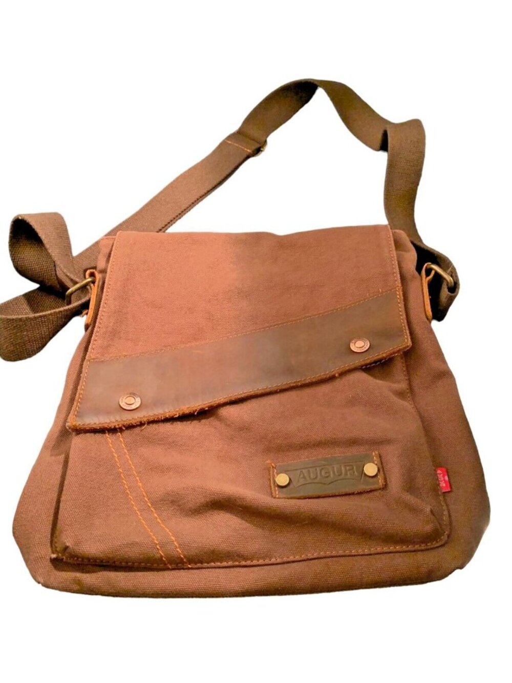Augur Messenger Bag Canvas Shoulder Crossbody Commuter Camping Hiking Brown Rust